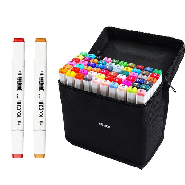 

touchliit 6th alcohol based dual heads marker white rod pen 168 colors available art students oil markers anime sketch design