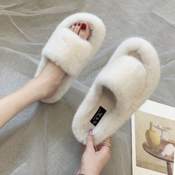 

slippers casual butterfly-knot shoes fur flip flops flock slides low platform luxury plush soft flat sweet pu fashion basic, Black