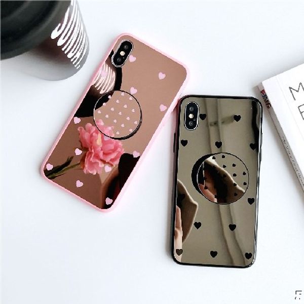 

Iphone случай кольца назад Зеркало телефона чехол с кольцевой держатель для iPhone X Xs Ma