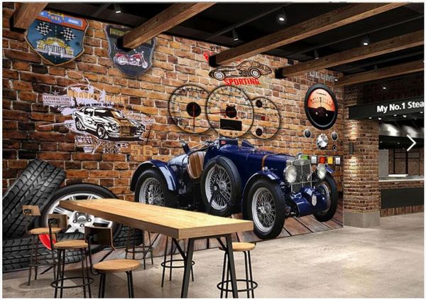 

3d wallpaper custom p retro vintage car bar tv background home decor 3d wall murals wallpaper for walls 3 d living room