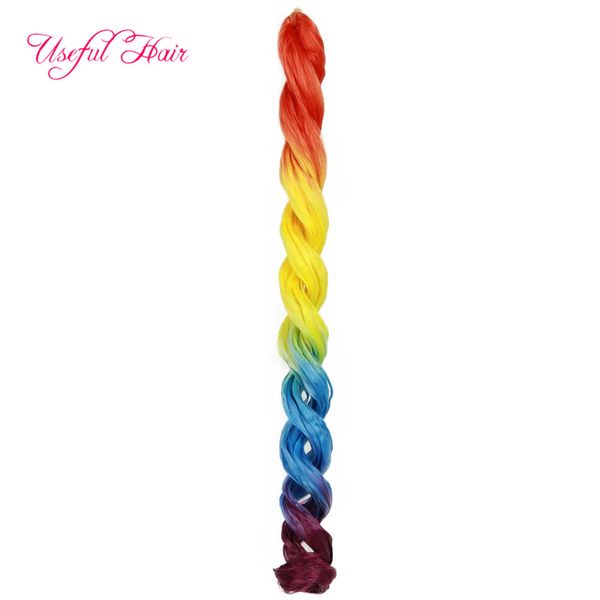 Ver Grande Onda Bounce Curl Curl Body Braiding Extensão de Cabelo Crochet Tranças longas Extensões de Cabelo Sintético Ombre Rosa Curly Loira Marley