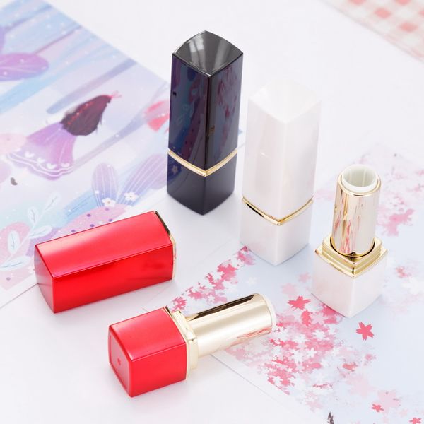 

12.1mm empty lipstick tubes square lip balm tube white/black/red plastic lip rouge containers diy makeup cosmetic packaging bottles