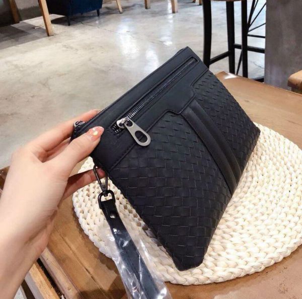 

designer mens handbag woven wrist bag business leather fashion hand envelope bag fashion woven leather mens shoulder