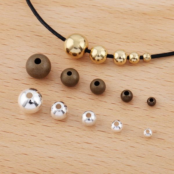 

1 pack 3-4-5-6-8mm metal brass bead smooth round beads diy loose bead diy accessories for jewelry making