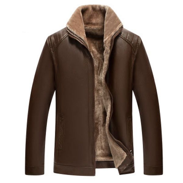 

mens desingner jackets middle-aged fur leather jacket men plus velvet thickened daddy pu leather outdoor coats 2020 winter quality, Black;brown