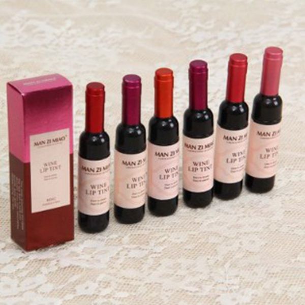 

Waterproof long la ting wine lip tint matte lip glo lip tick 6 color red wine bottle lip balm