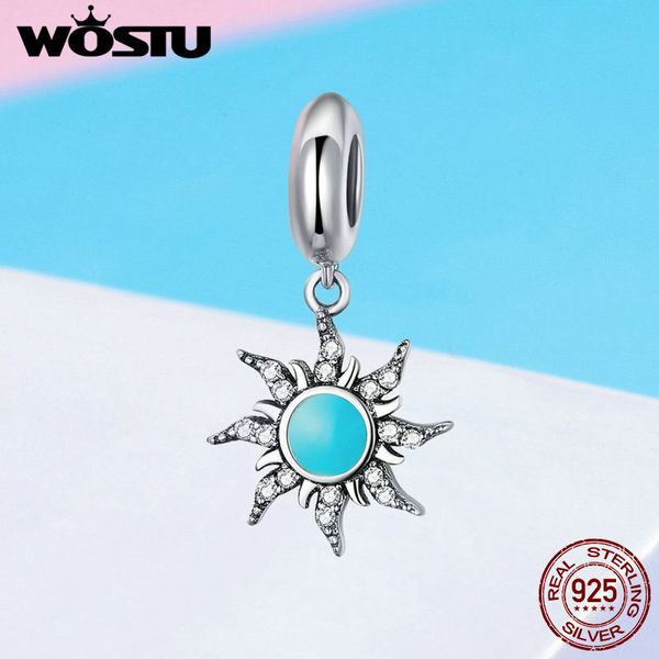

wostu real 925 серебряных синего sun шарики циркон подвески f браслет браслеты для женщин партии способа серебряной ювелирные fic1068, Blue;slivery