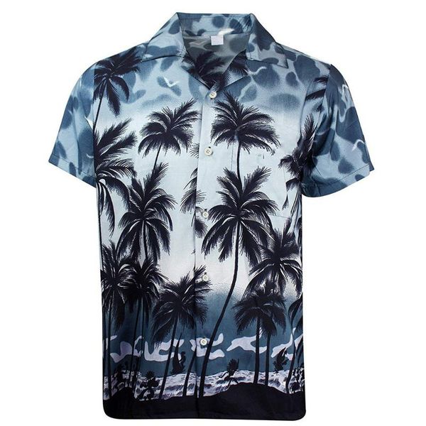 

camisa masculina 2020 summer men's summer new style fashion tree hawaiian style short-sleeved shirts camisas para hombre, White;black
