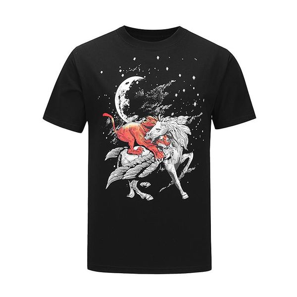 

2020 spring summer luxury europe paris lion fly horse sky tee hip hop t-shirts mens designer women clothes short sleeve t shirt, White;black