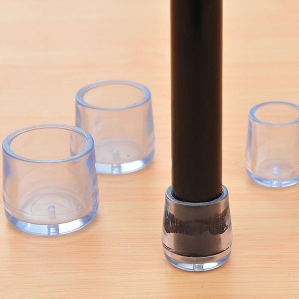 

new 8pcs transparent pvc round chair leg caps feet pads furniture table covers wood floor protectors
