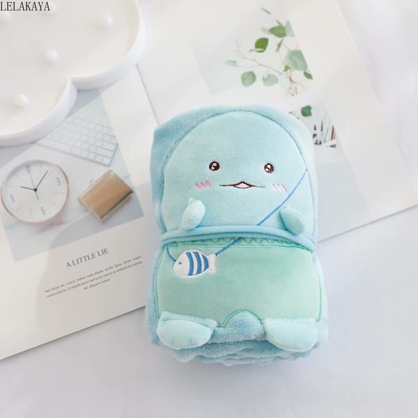 

100x75cm lovely plush toys cartoon sumikko corner bio creature soft rolling flannel blanket portable office warm nap pilllow