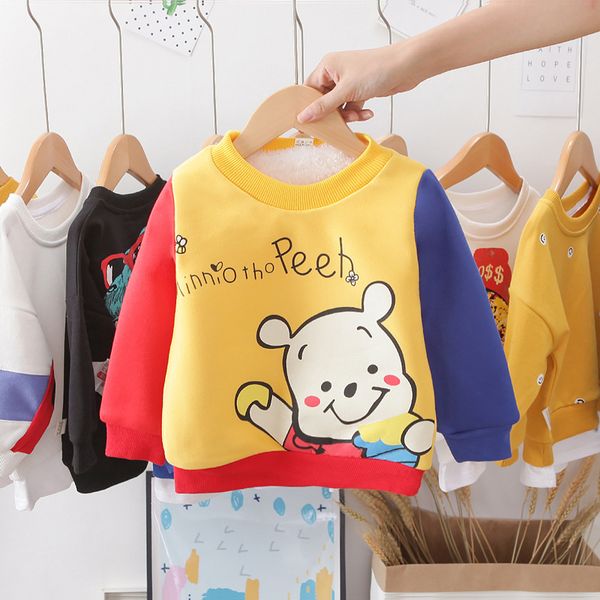 

winter children's baby korean version of the cartoon plus velvet thickening bear sweater, Black