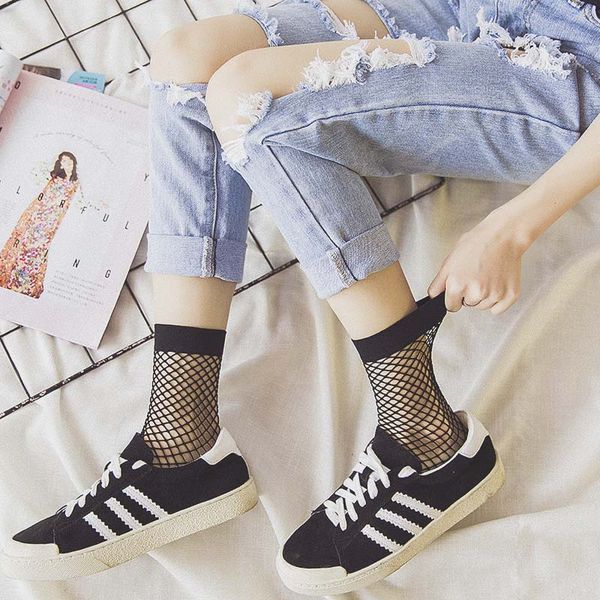 

2017 мода симпатичные женские harajuku черная сетка короткие носки лодыжки сетка ажурные доки сексуальный лук смешные женские носки в сетке, Black;white