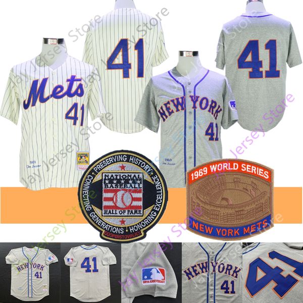 

tom seaver jersey 1969 ws patch baseball hall of fame coopers-town home away white pinstripe green grey blue grey, Blue;black
