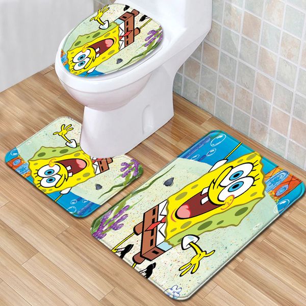 

78cartoon animation bathroom floor mat three piece toilet carpet toilet mat set doormat bathroom antiskid mat available