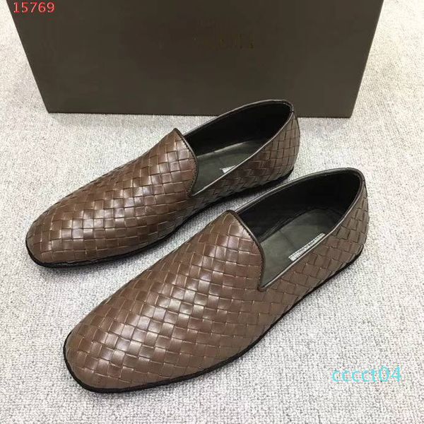 

2019 men denim intrecciato calf slipper designer brand loafer luxury moccasin comfortable with original box, Black