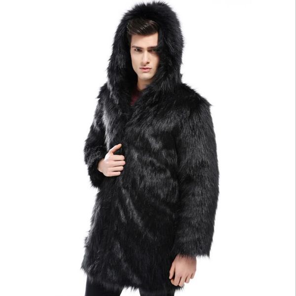 

black grey autumn faux mink leather jacket mens winter thicken warm fur leather coat men jackets hooded jaqueta de couro fashion