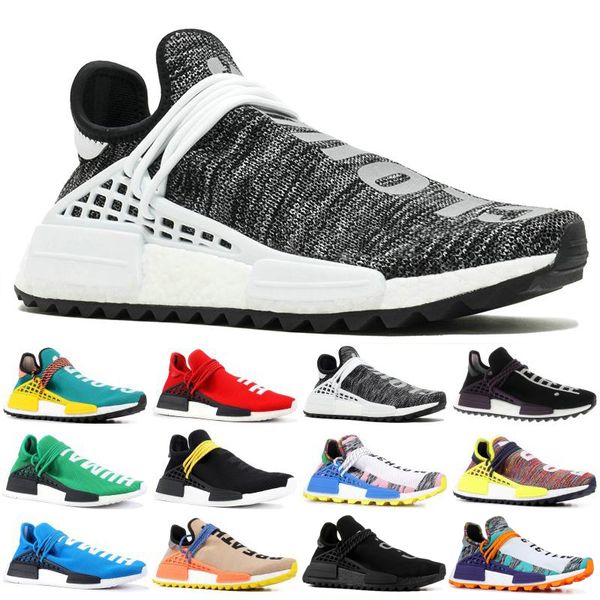 

With Box Human Race Mens Running Shoes Pharrell Williams Sample Yellow Core Black Sport Designer Shoes Women Sneakers 36-47