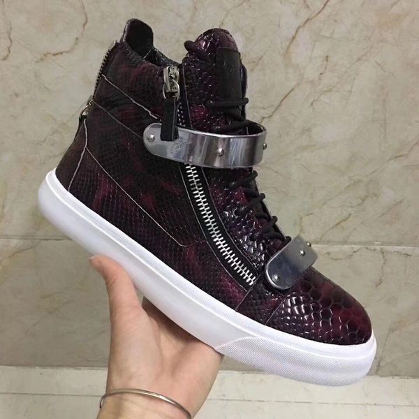 

new brand italian designer men sneakers women casual shoes genuine leather lace-up the high brown double zipper decorative chao 0803205