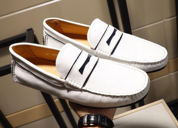 

[orignal box] luxury new mens driving loafers real leather casual slip on dress antiskid wearproof shoes size 38-44, Black