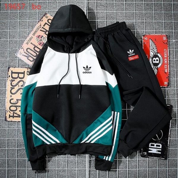 

2020addias version spring autumn mens tracksuits print suit +pants mens casual sweatshirt sport suits