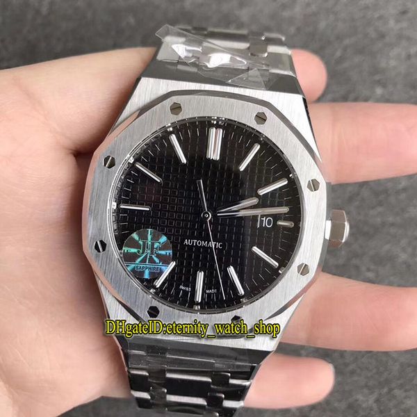 

version jf v5 royal series 15400st.oo.1220st.01 black dial cal.3120 automatic movement mens watch 904l steel case strap sport watches, Slivery;brown