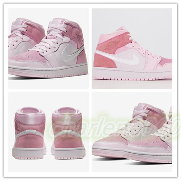 

2020 NIKE air jordan 1 Mid WMNS Digital Pink Women Sneakers Basketball Shoes airjordan 1 Designer 1 Girls Baskets des chaussures zapatos
