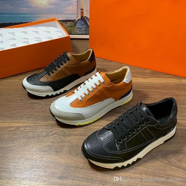

luxury fashion men parfums platform new with "h" logo flat bottom breathable sports sneaker trainers size 38-44, Black