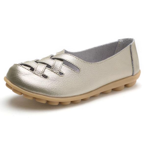 

women flats casual shoes leather shallow mouth non-slip women's shoes 1338, Black