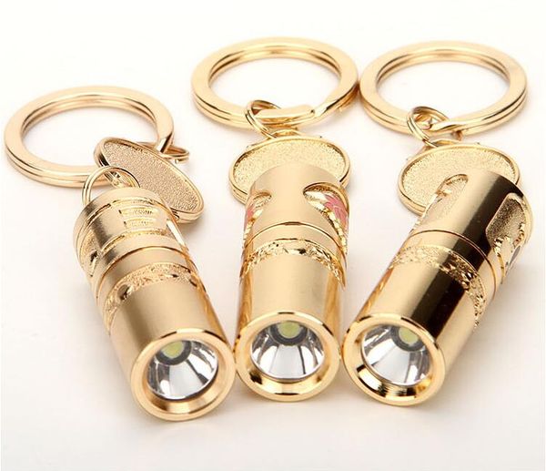 

portable mini led keychain flashlight torch lamp waterproof handheld outdoor camping hiking alloy key chain flashlight dhl