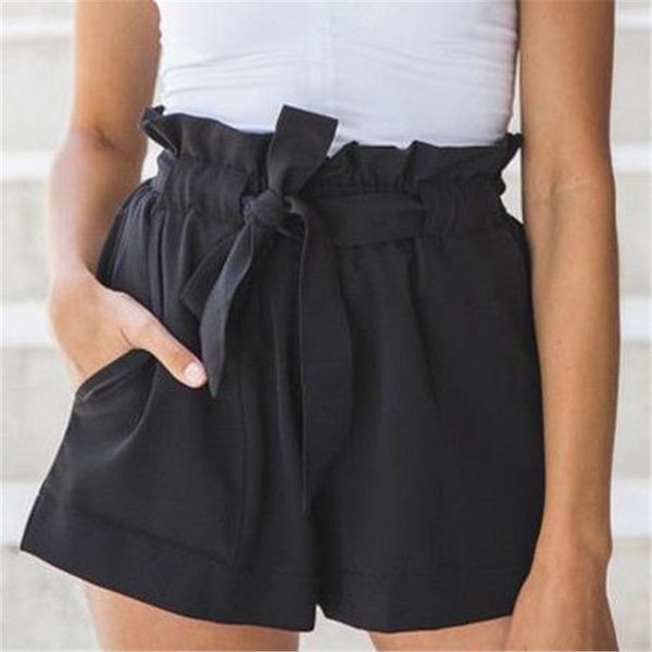

women high waisted mini shorts casual soild color summer beach bottom ladies' new fashion sashes short trousers selling, White;black