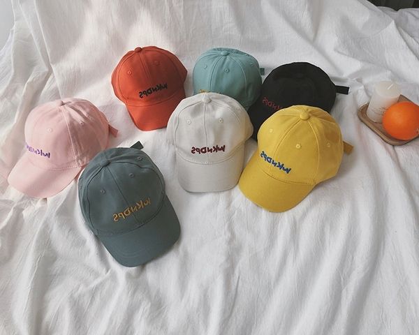 

children's fashionable ins short eaves summer baseball cap baseball cap male and female baby letter sun hat, Yellow