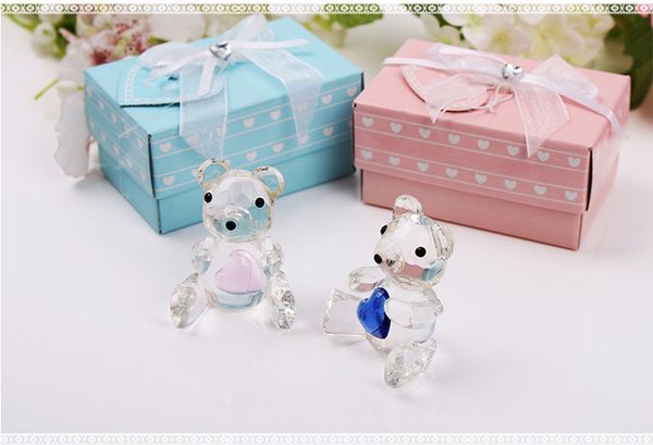 Crystal Crafts Taufgeschenke Baby Shower Souvenirs Favors Pink / Blue Crystal Teddybär Favors Figur W9041