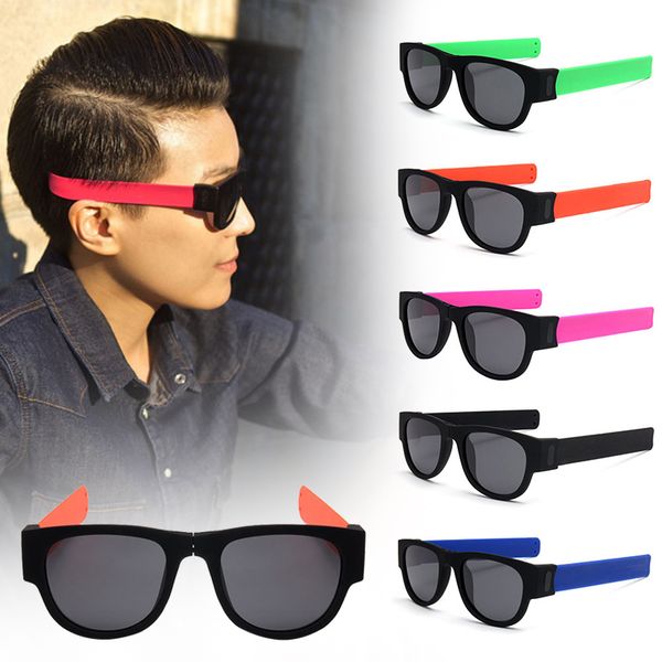 

foldable anti-uv polarized slap bracelet bendable mirror legs sunglasses fashion beach sports travel dx88