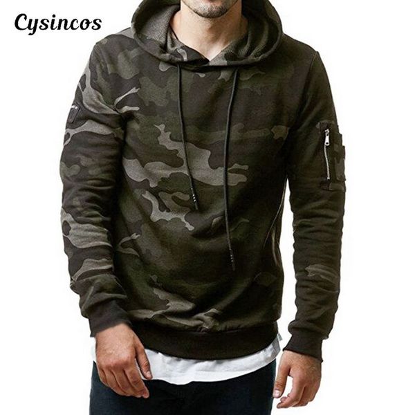 

cysincos camouflage hoodies men 2019 new fashion sweatshirt male camo hoody hip autumn winter hoodie plus size 3xl, Black