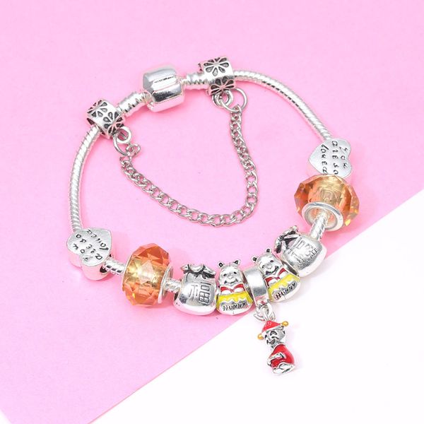 Por atacado-r moda criativo amor beads europeu charme pulseira para pandora estilo feminino diy rosa pulseira jóias