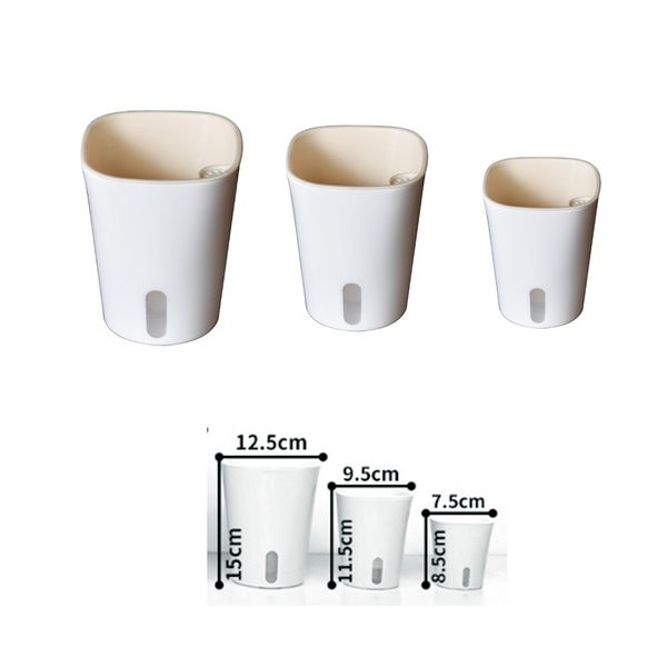 

3-piece self watering planter flowers pots w/ drainage hole balcony decor