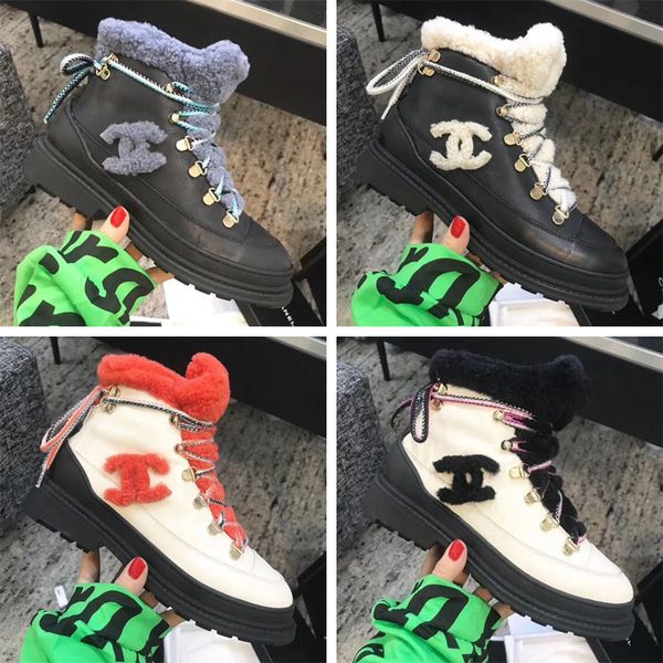 

2019 luxury now boot female new ca ual comfortable warm hort tube boot leather flat bottom with color matching martin boot ize 35 40, Black