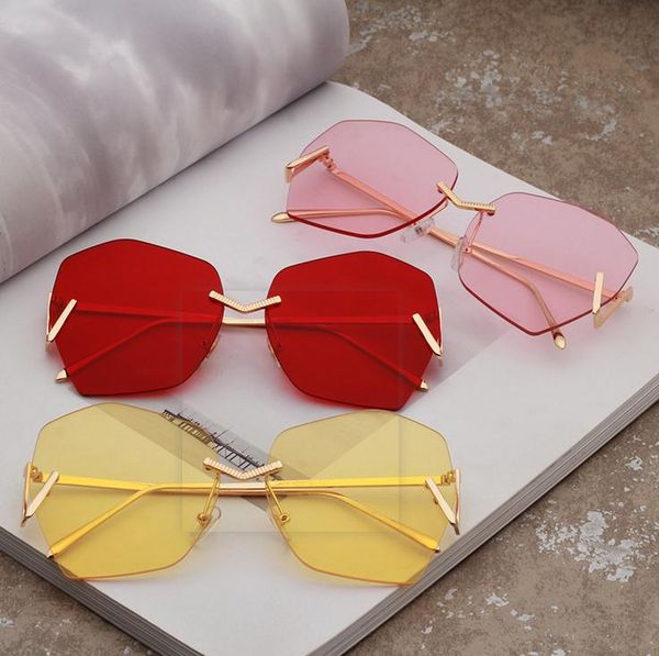 

maxi frameless trimmed metal sunglasses new design sensed men's and women's sunglasses, White;black