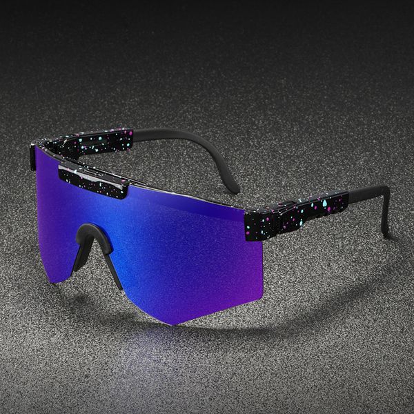 

vcka siamese lenses djustable frame oversized windproof polarized sunglasses for men/women blue mirrored lens eyewear, White;black