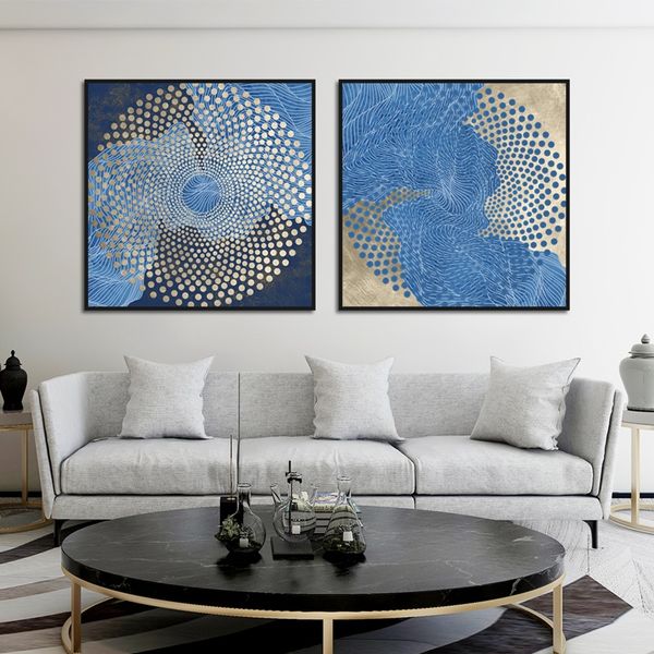 

abstract line gold foil point posters and prints chinese style canvas painting modern home decoration framework wall art picture