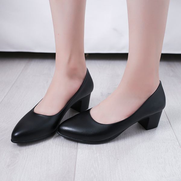 

classic light pumps women work shoes comfortable med heels shallow shoes woman wild slip on casual ladies zapatos 2020, Black