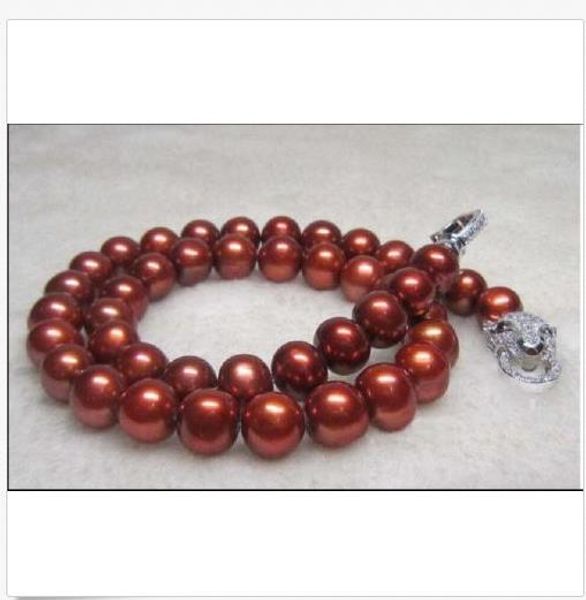 

real 18" 10-11mm south sea natural pearl necklace leopard head clasp, Silver