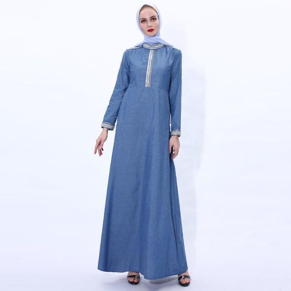 

ethnic clothing muslim abaya denim kaftan dubai islamic maxi dress arab robe women long jilbab caftan islam cocktail gown turkish abayas ram, Red