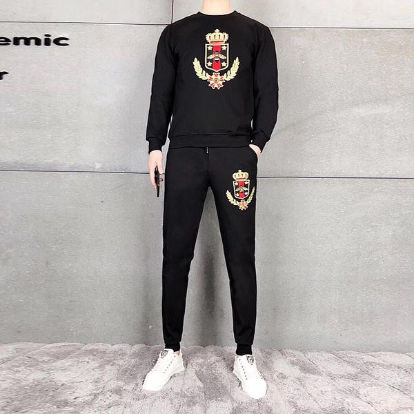 

spring and autumn men's designer suits and fashion casual suits embroidered crown badge little bee sports suits for mens designer track, Gray