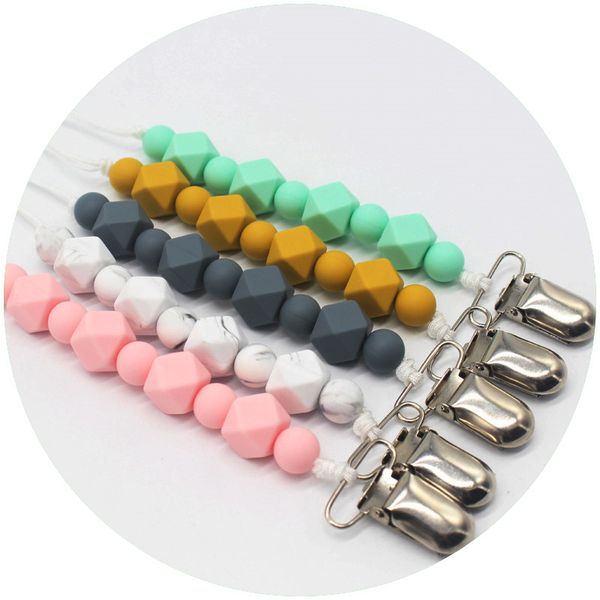 

diy grade baby teether round bead handmade 23cm pacifier clip holder chain silicone pacifier chains teether toy for newborn
