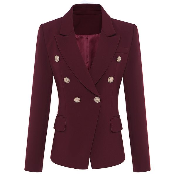 

2019 blazer metal buckle double breasted small suit jujube red, White;black