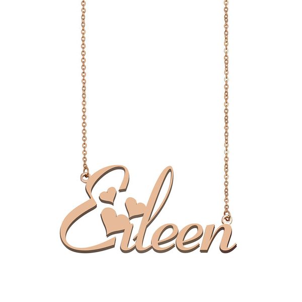 

eileen name necklace pendant for women girls birthday gift custom nameplate kids friends jewelry 18k gold plated stainless steel, Silver