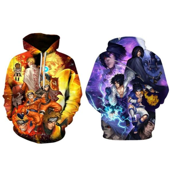

2019 новый унисекс женщины / мужчины аниме uzumaki naruto0 учиха саске толстовки толстовка 3d печати пуловер куртка пуловер свитер пальто a5, Black