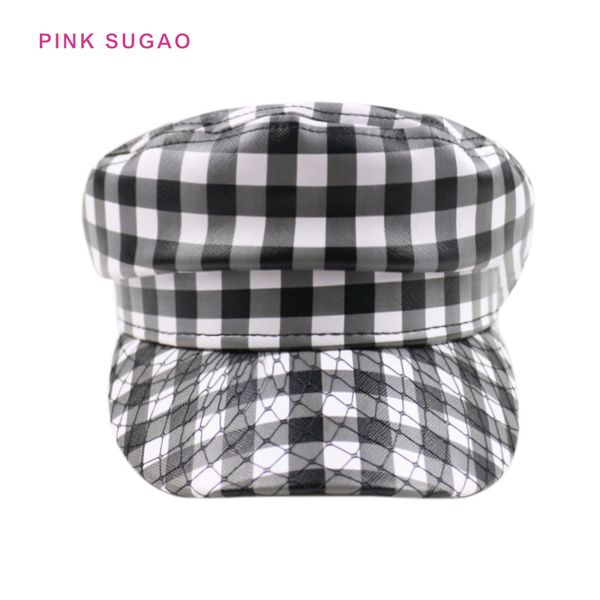

pink sugao designer hats caps women new fashion hat luxury hats black and white plaid navy hat flat cap facotry wholesales, Blue;gray
